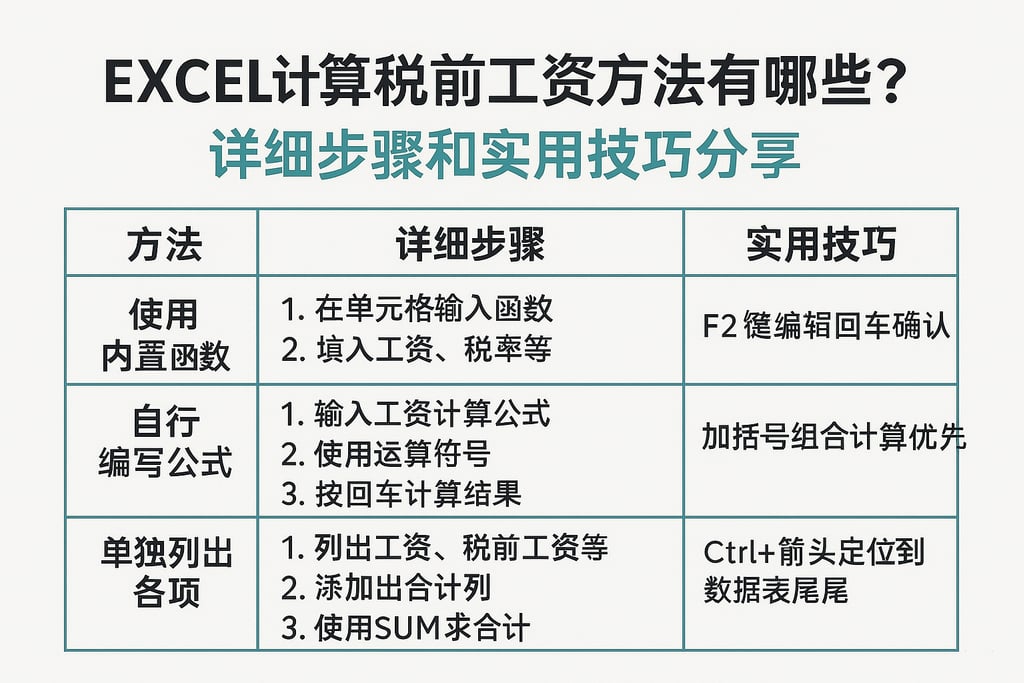 excel计算税前工资方法有哪些？详细步骤和实用技巧分享
