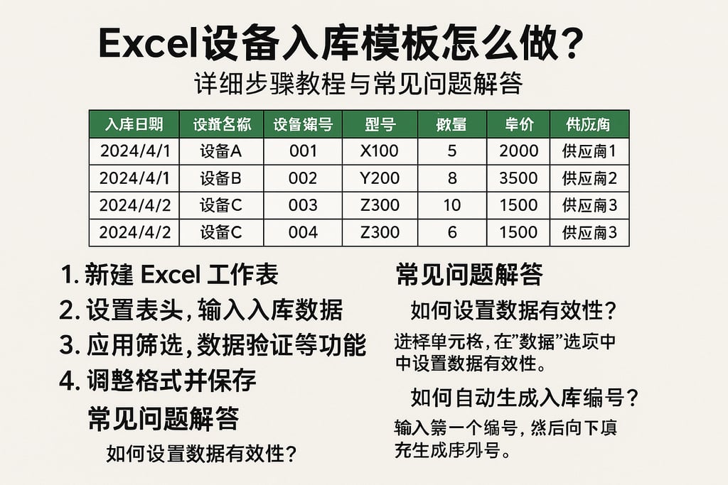 excel设备入库模板怎么做？详细步骤教程与常见问题解答