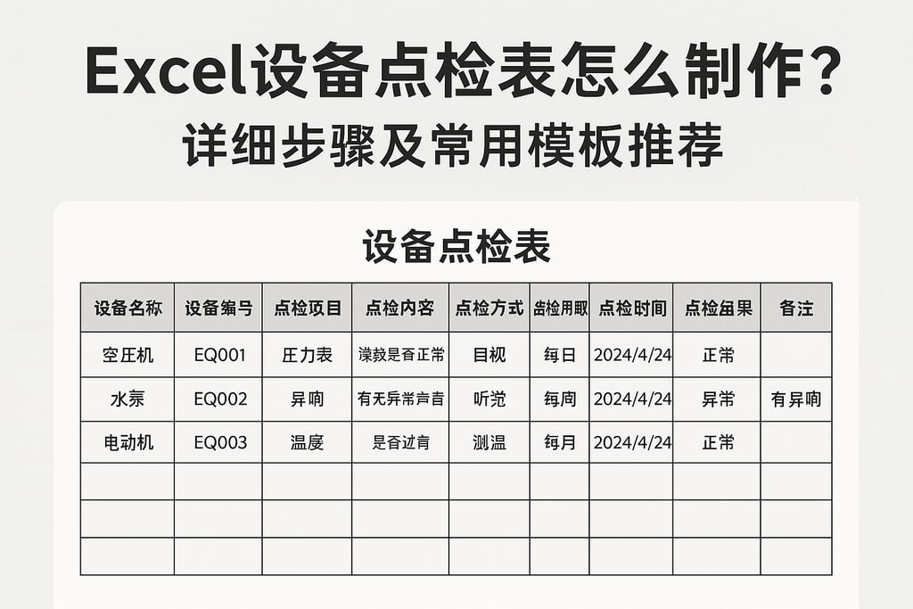 excel设备点检表怎么制作？详细步骤及常用模板推荐