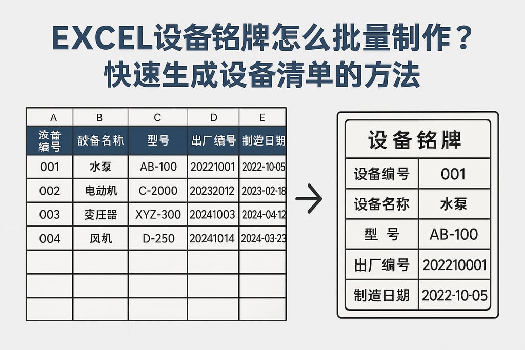 excel设备铭牌怎么批量制作？快速生成设备清单的方法