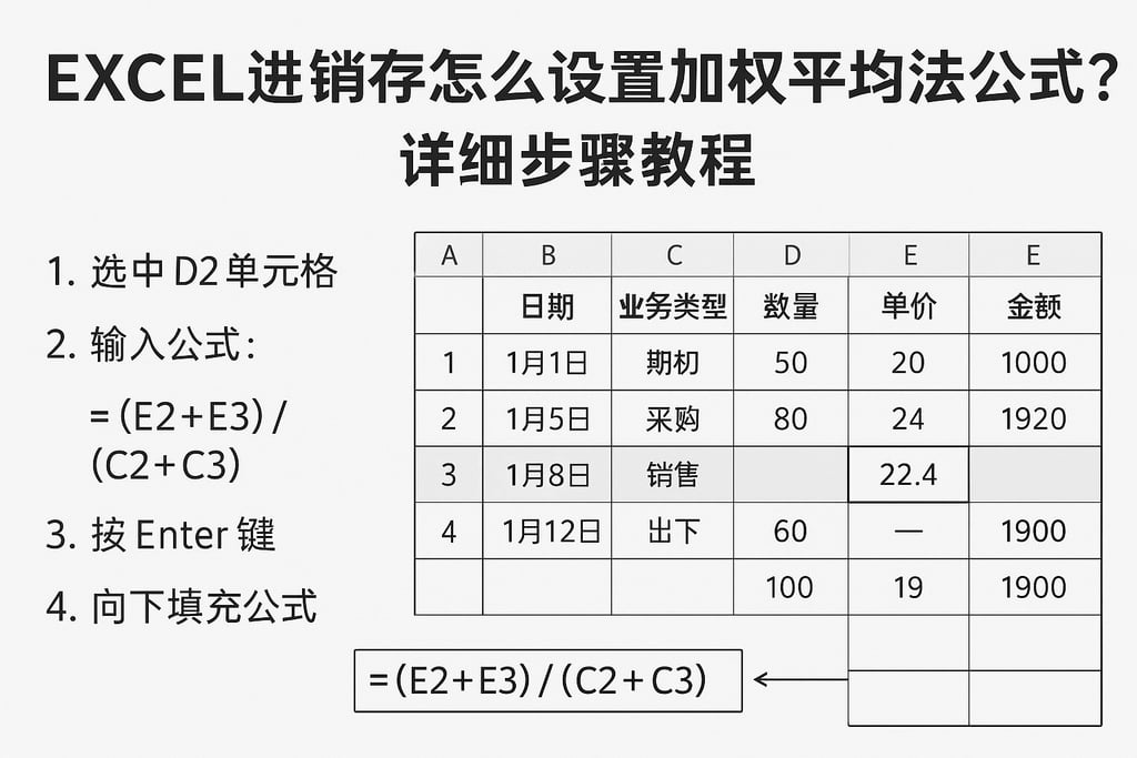 excel进销存怎么设置加权平均法公式？详细步骤教程