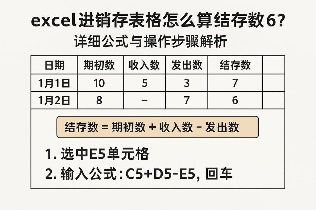excel进销存表格怎么算结存数6？详细公式与操作步骤解析
