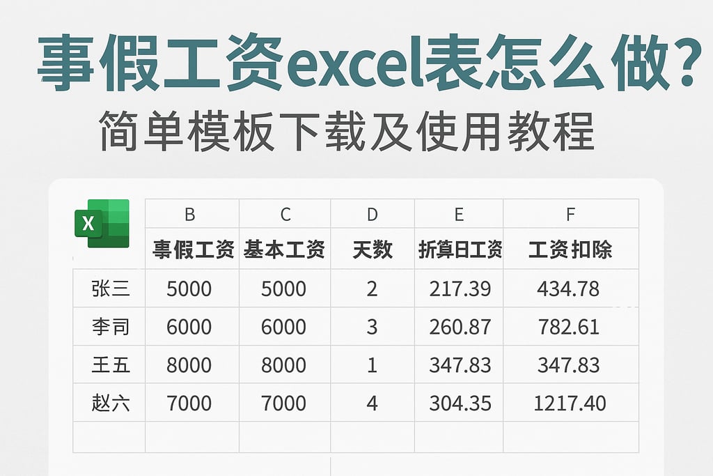 事假工资excel表怎么做？简单模板下载及使用教程