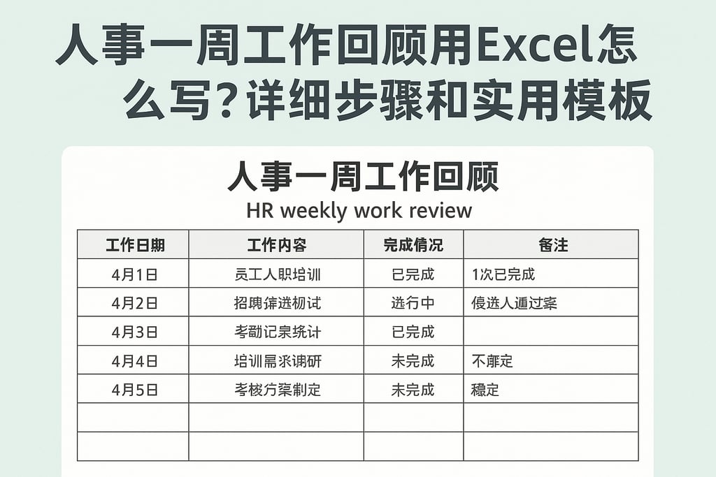 人事一周工作回顾用Excel怎么写？详细步骤和实用模板分享