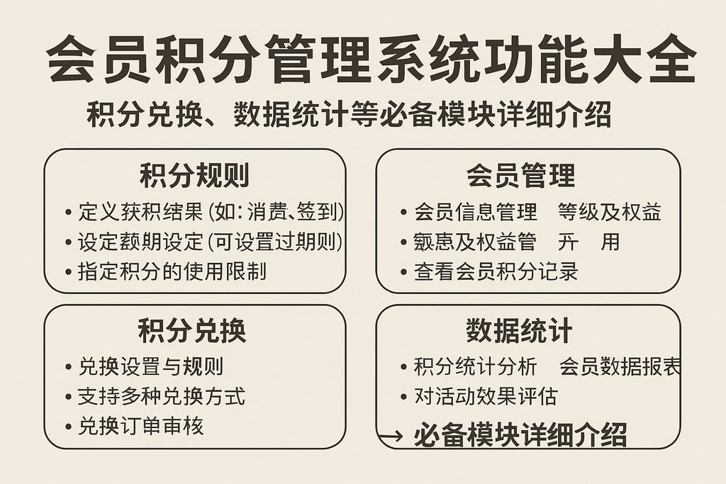 会员积分管理系统功能大全，积分兑换、数据统计等必备模块详细介绍
