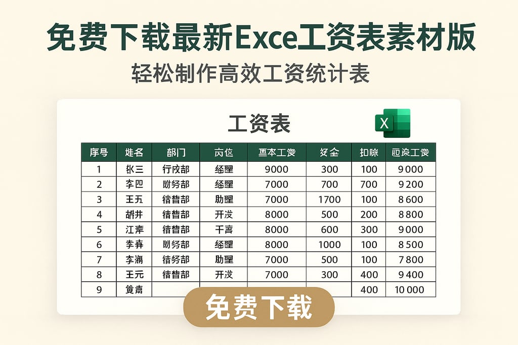 免费下载最新excel工资表素材模板，轻松制作高效工资统计表