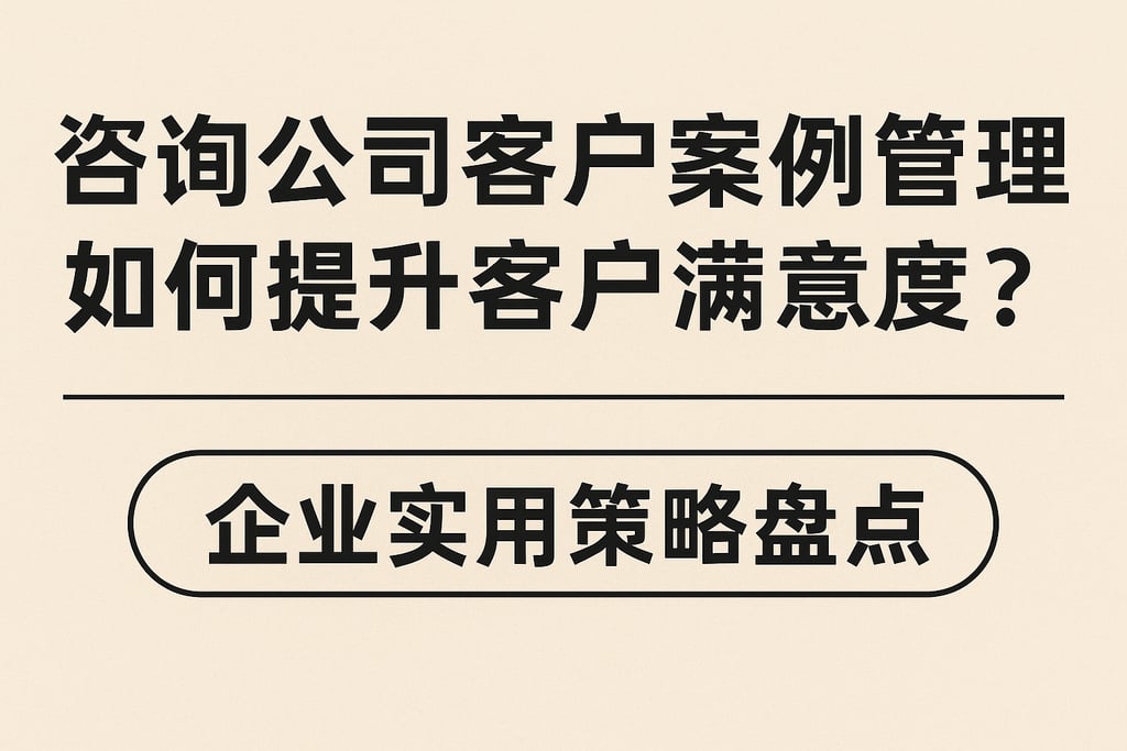 咨询公司客户案例管理如何提升客户满意度？企业实用策略盘点