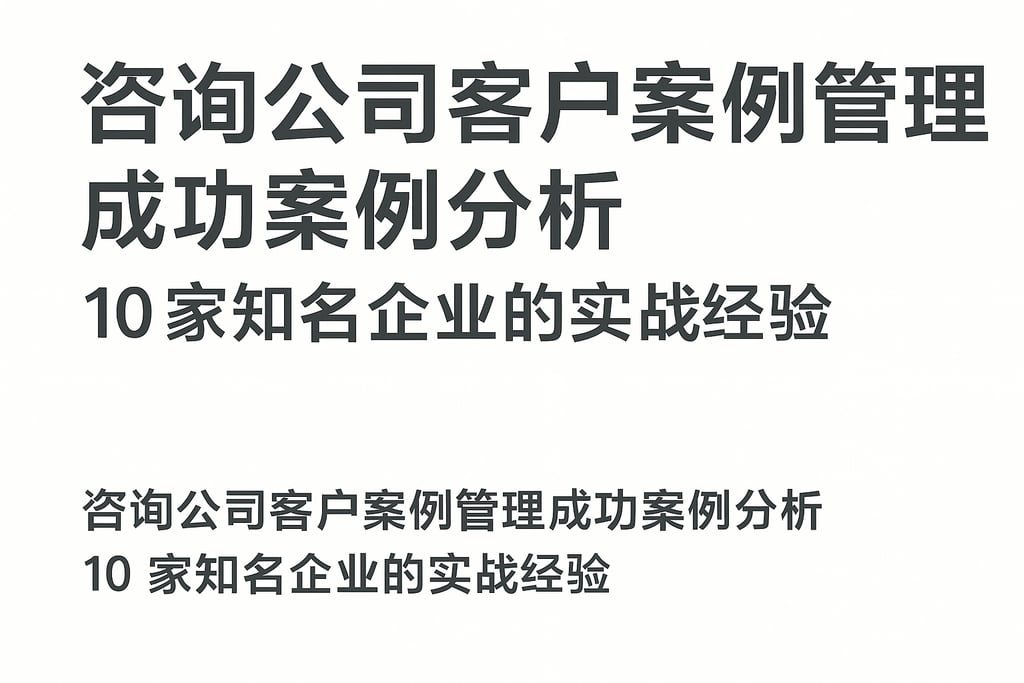 咨询公司客户案例管理成功案例分析：10家知名企业的实战经验