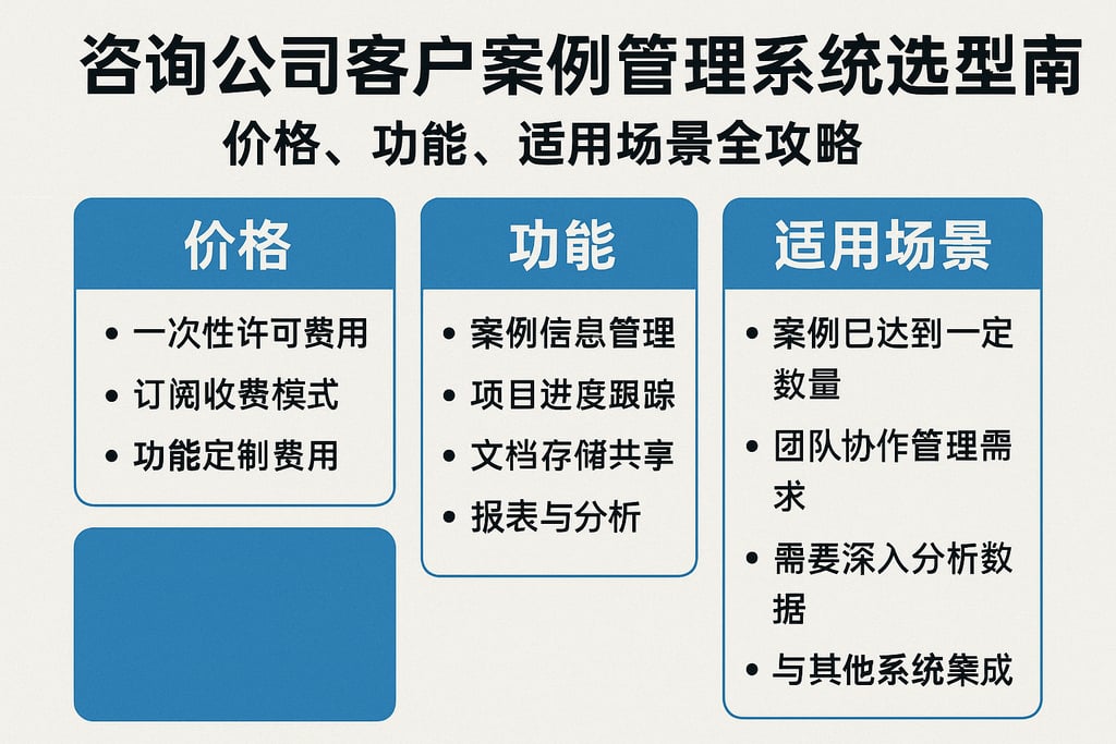 咨询公司客户案例管理系统选型指南：价格、功能、适用场景全攻略