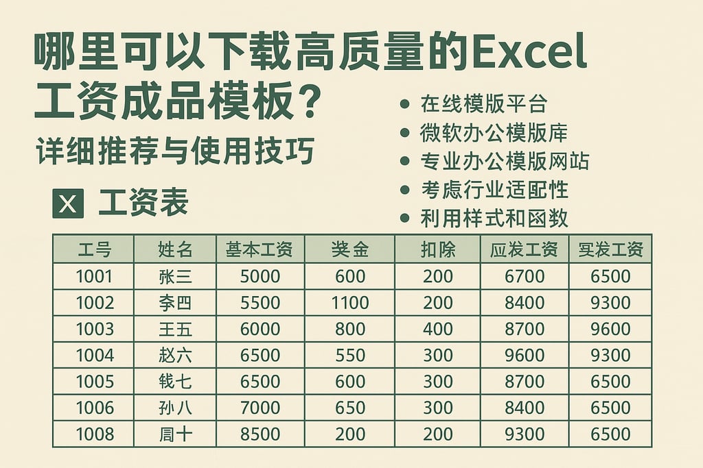 哪里可以下载高质量的Excel工资成品模板？详细推荐与使用技巧