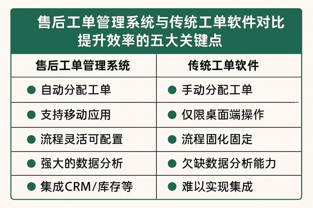 售后工单管理系统与传统工单软件对比，提升效率的五大关键点
