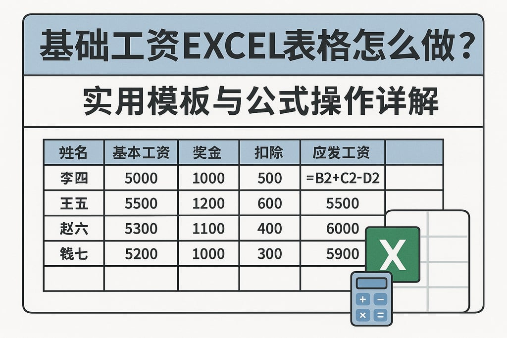 基础工资excel表格怎么做？实用模板与公式操作详解