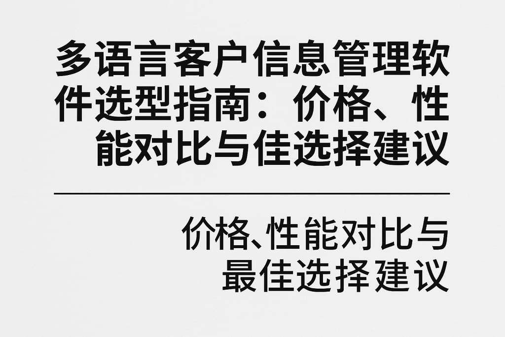 多语言客户信息管理软件选型指南：价格、性能对比与最佳选择建议