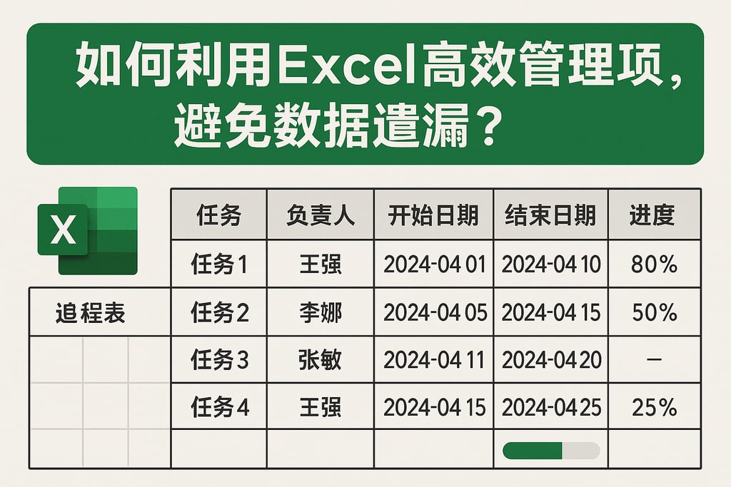 如何利用Excel疏忽进度表高效管理项目，避免数据遗漏？