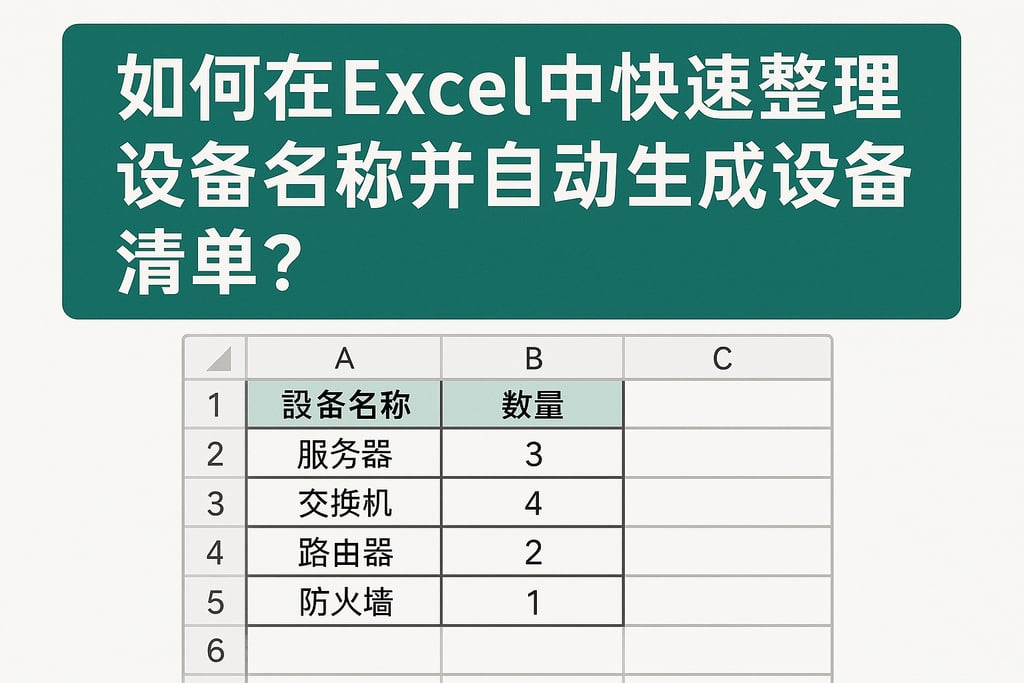 如何在Excel中快速整理设备名称并自动生成设备清单？