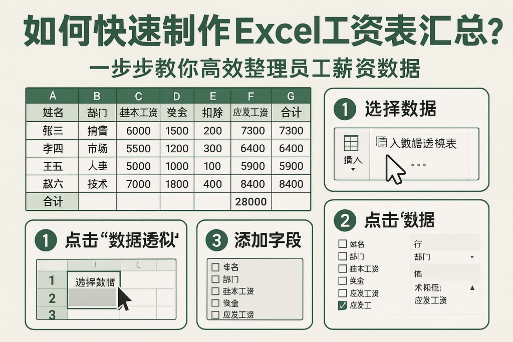 如何快速制作excel工资表汇总？一步步教你高效整理员工薪资数据