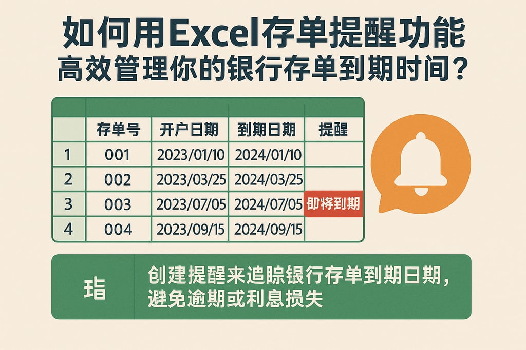 如何用EXceL存单提醒功能高效管理你的银行存单到期时间？