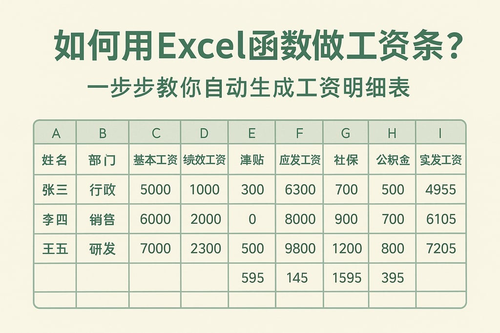 如何用Excel函数做工资条？一步步教你自动生成工资明细表