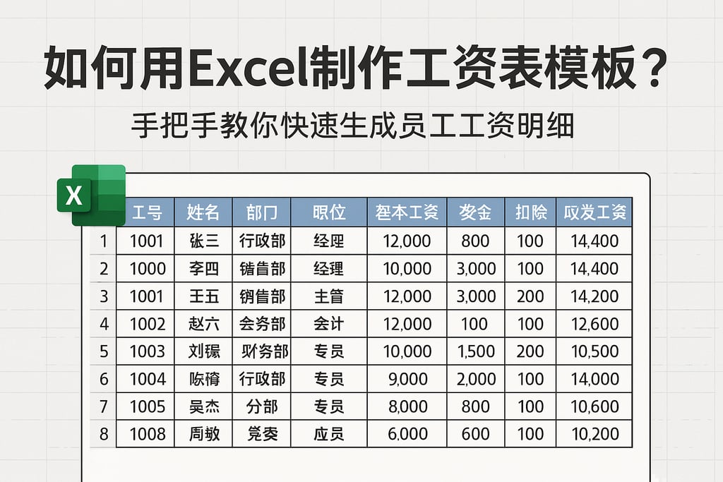 如何用Excel制作工资表模板？手把手教你快速生成员工工资明细