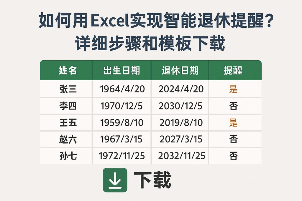 如何用Excel实现智能退休提醒？详细步骤和模板下载