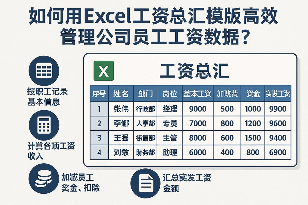 如何用Excel工资总汇模板高效管理公司员工工资数据？