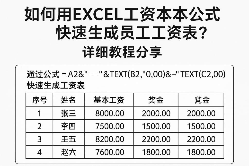 如何用Excel工资文本公式快速生成员工工资表？详细教程分享