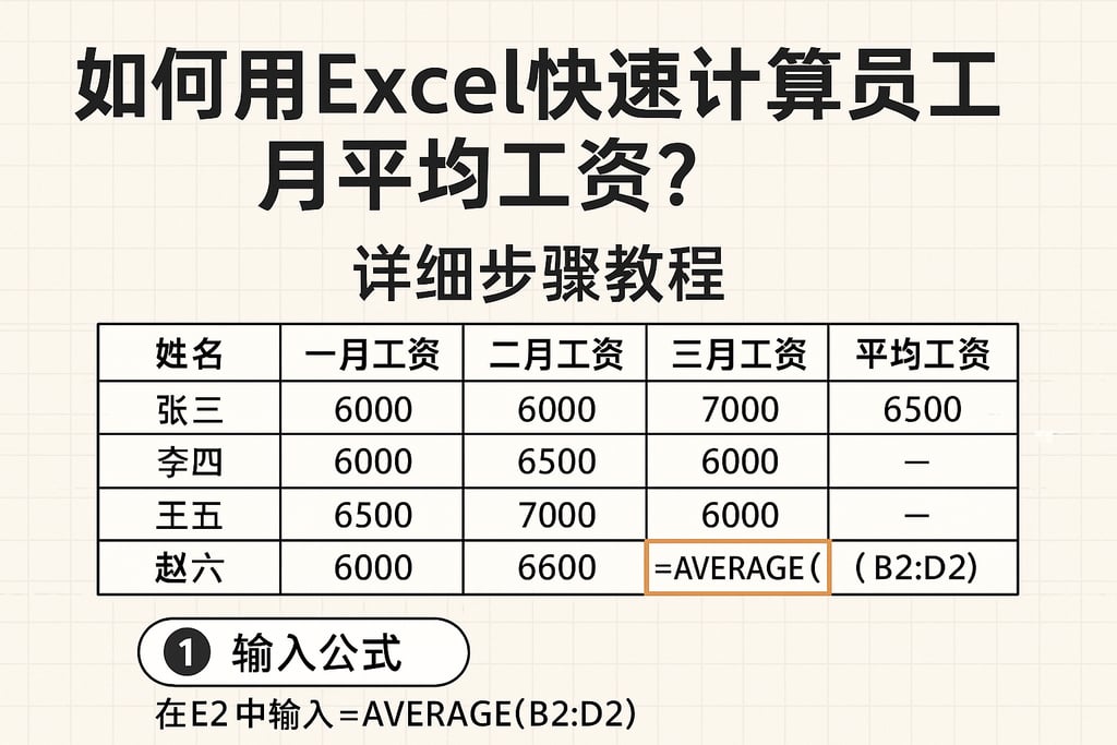 如何用Excel快速计算员工月平均工资？详细步骤教程