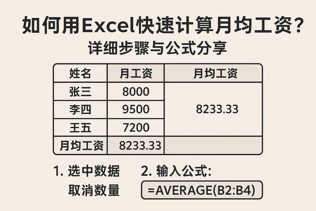 如何用Excel快速计算月均工资？详细步骤与公式分享