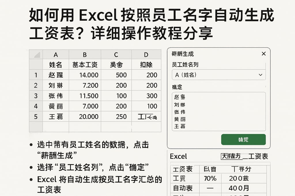 如何用Excel按照员工名字自动生成工资表？详细操作教程分享