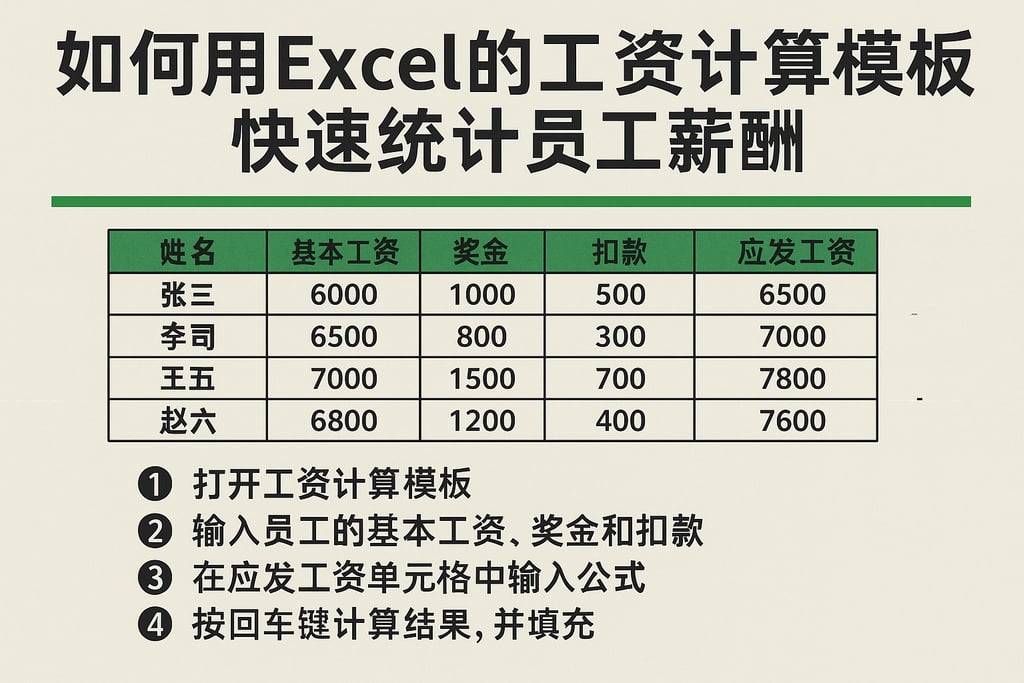 如何用Excel的工资计算模板快速统计员工薪酬，详细步骤分享