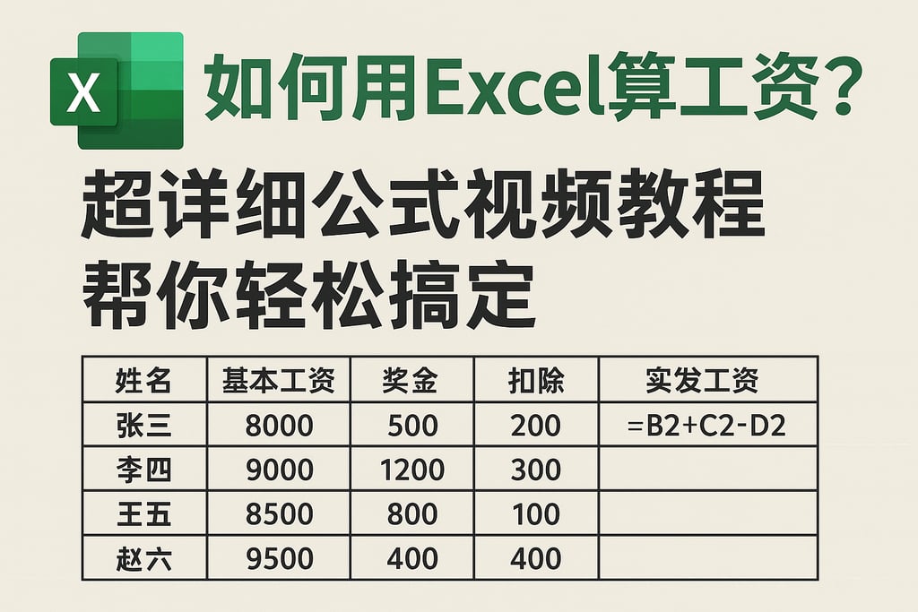 如何用Excel算工资？超详细公式视频教程帮你轻松搞定