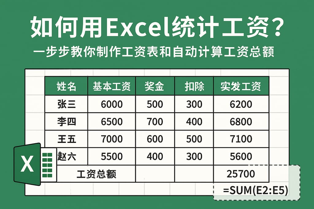 如何用Excel统计工资？一步步教你制作工资表和自动计算工资总额
