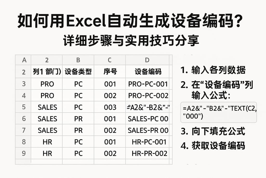如何用Excel自动生成设备编码？详细步骤与实用技巧分享