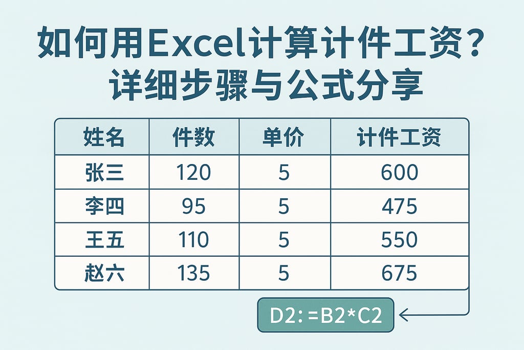 如何用Excel计算计件工资？详细步骤与公式分享