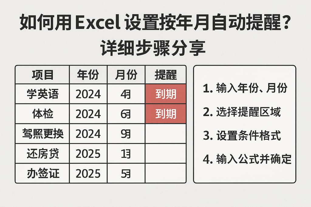 如何用Excel设置按年月自动提醒？详细步骤分享