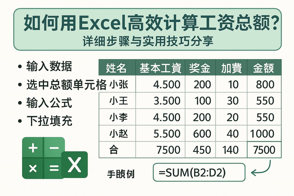 如何用Excel高效计算工资总额？详细步骤与实用技巧分享