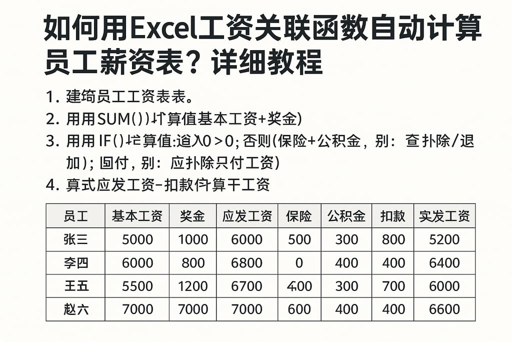 如何用excel工资关联函数自动计算员工薪资表？详细教程