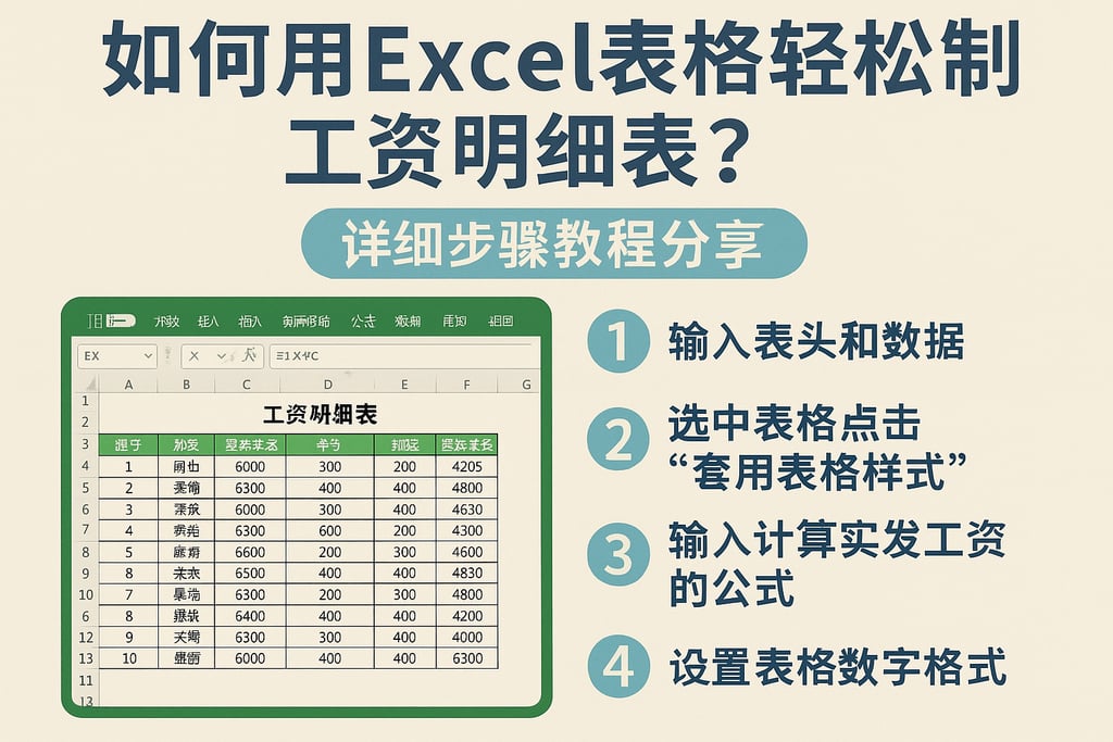 如何用excel表格轻松制作工资明细表？详细步骤教程分享