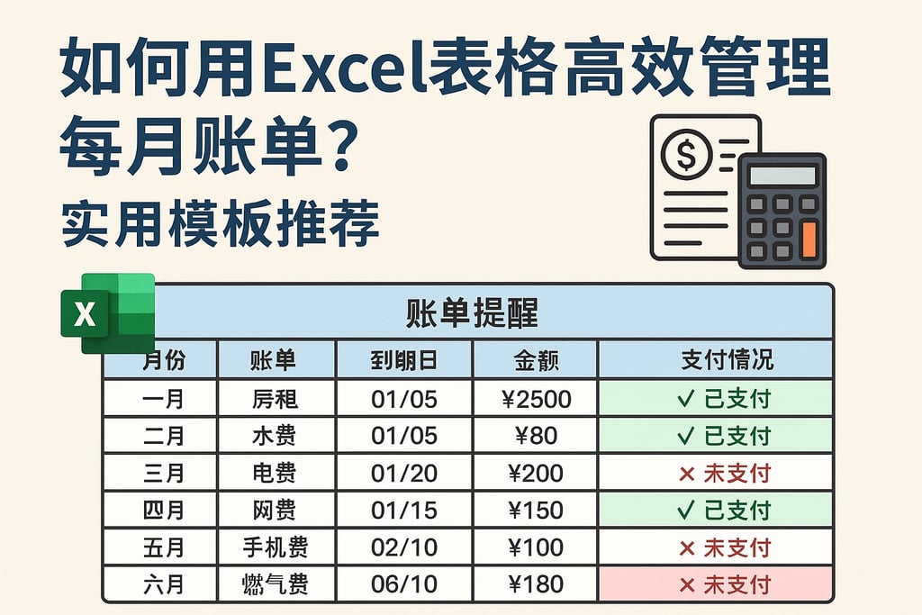 如何用结账提醒Excel表格高效管理每月账单？实用模板推荐