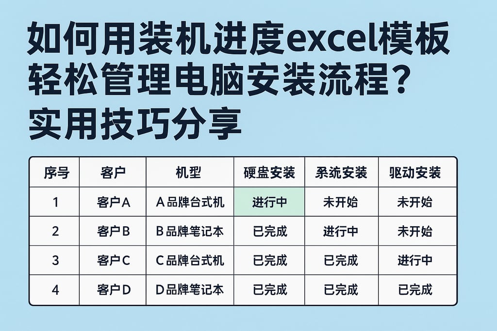 如何用装机进度excel模板轻松管理电脑安装流程？实用技巧分享