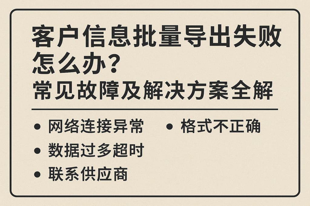 客户信息批量导出失败怎么办？常见故障及解决方案全解
