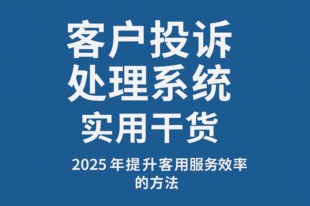 客户投诉处理系统实用干货：2025年提升客户服务效率的方法