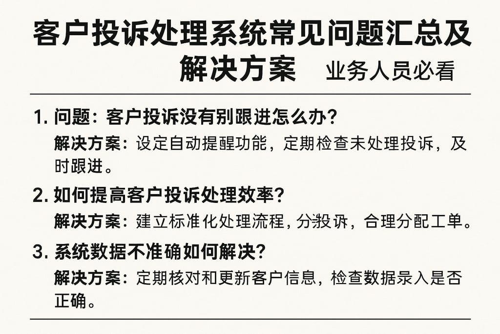 客户投诉处理系统常见问题汇总及解决方案，业务人员必看