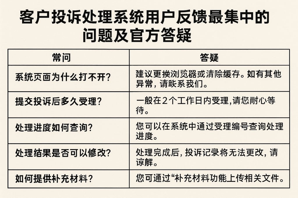 客户投诉处理系统用户反馈最集中的问题及官方答疑