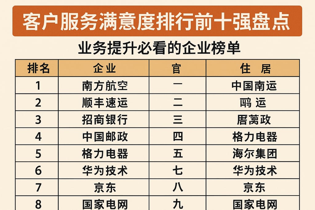 客户服务满意度排行榜前十强盘点，业务提升必看的企业榜单