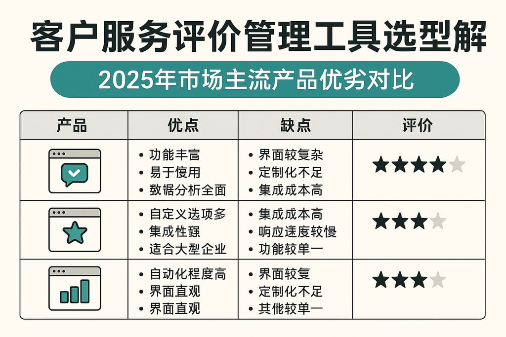 客户服务评价管理工具选型详解，2025年市场主流产品优劣对比