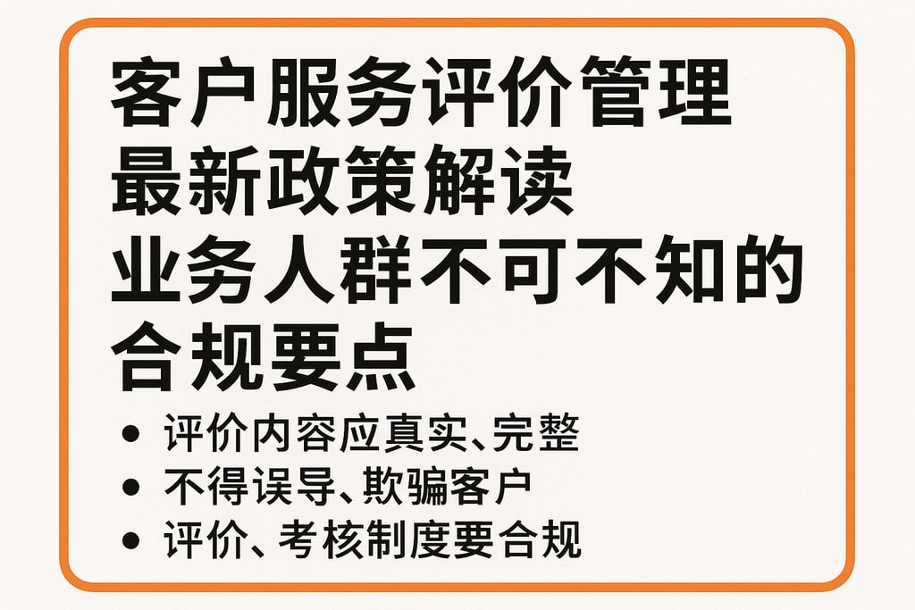 客户服务评价管理最新政策解读，业务人群不可不知的合规要点