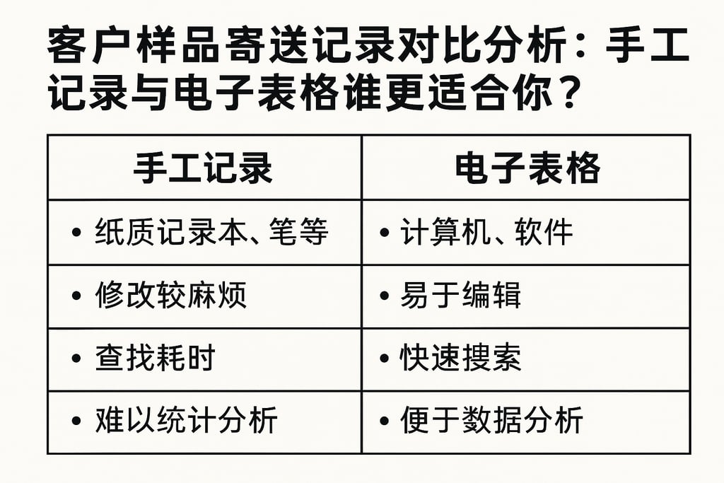 客户样品寄送记录对比分析：手工记录与电子表格谁更适合你？