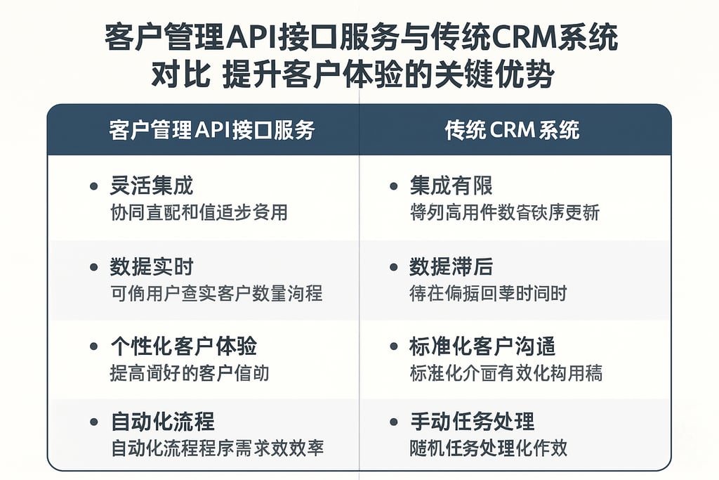 客户管理API接口服务与传统CRM系统对比，提升客户体验的关键优势