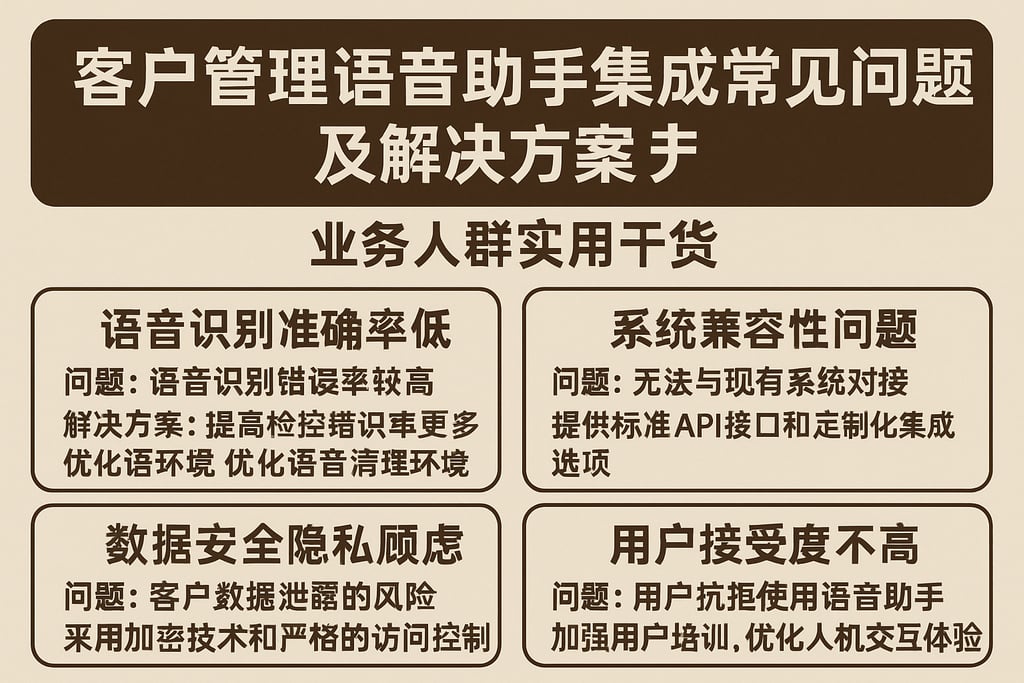 客户管理语音助手集成常见问题及解决方案，业务人群实用干货